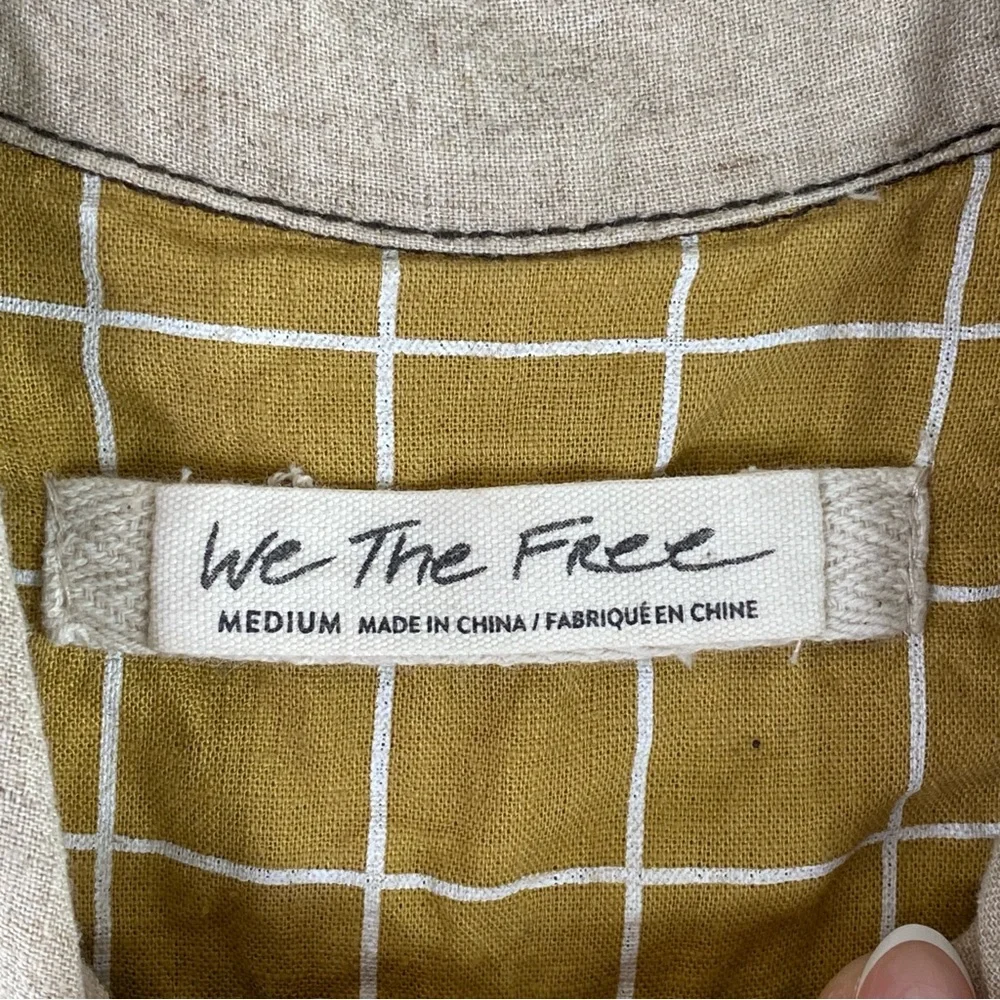 Free People We The Free Women’s Navy and Beige Patterned Button Down Shirt M - Picture 8 of 13